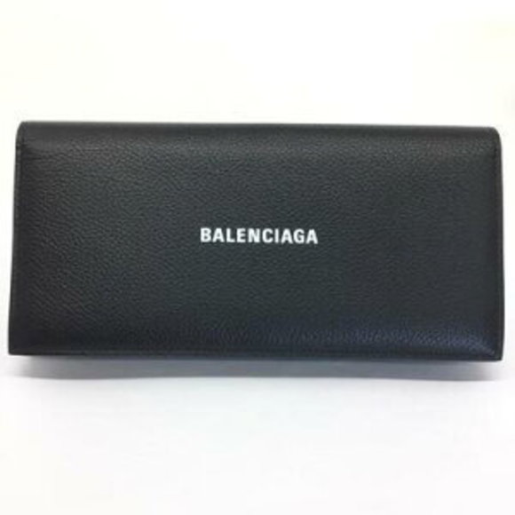 BALENCIAGA Fold Long Wallet Black Leather - Picture 1 of 7